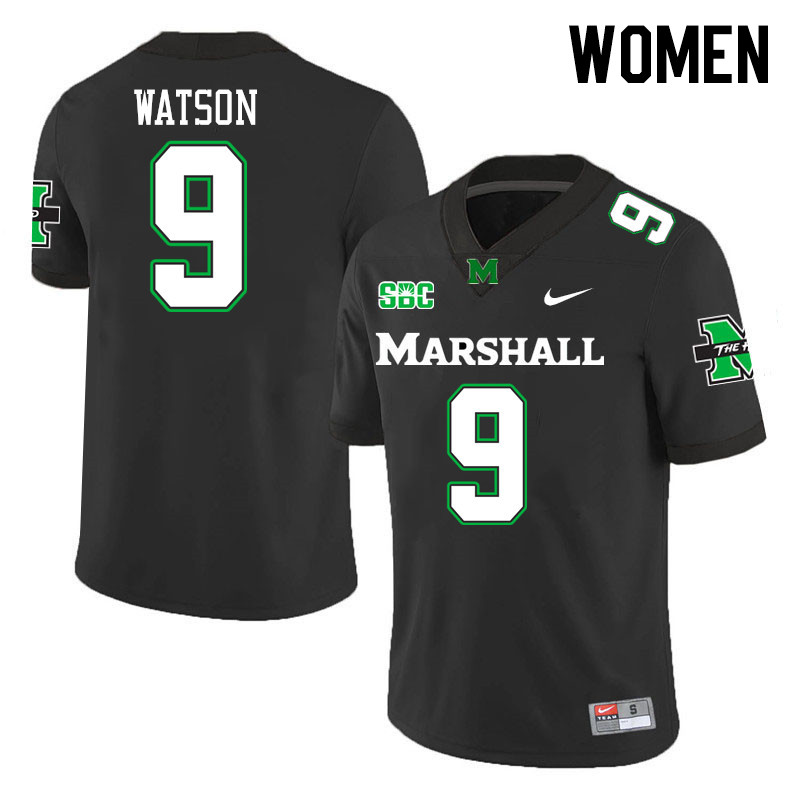 Women #9 Landyn Watson Marshall Thundering Herd SBC Conference College Football Jerseys Stitched-Bla